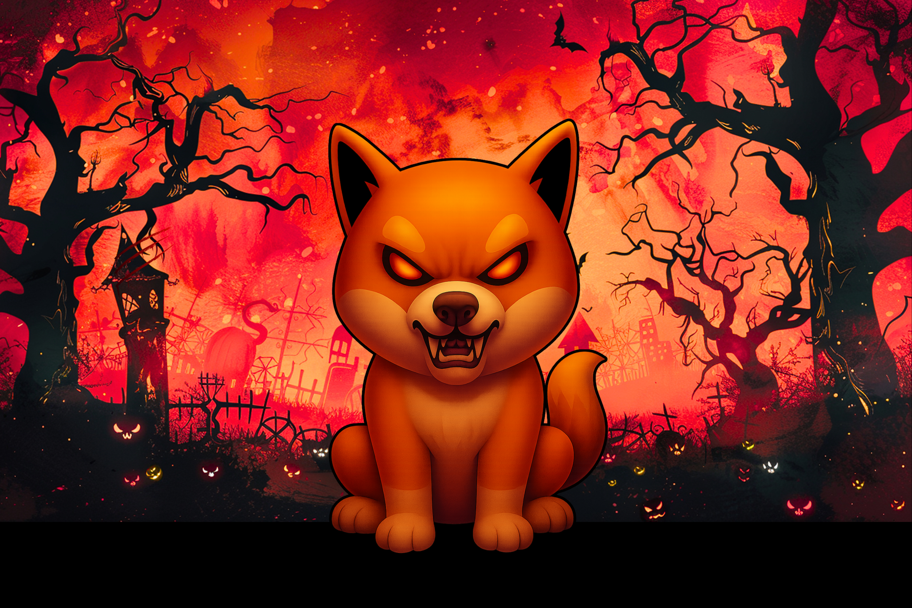 Spooky Shib in haunted forest